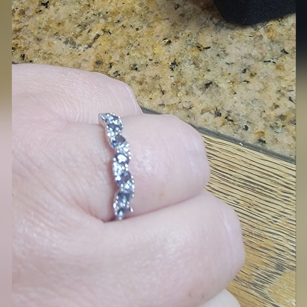 Lab created black sapphire. 925 sterling silver size 8 ring